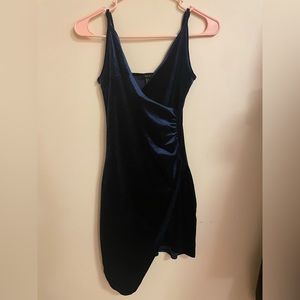 short velvet navy blue bodycon dress